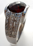Large Faux Ruby Ring Sterling Silver Size 10 - The Jewelry Lady's Store