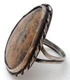 Large Jasper Ring in Sterling Silver Size 7.5 Vintage - The Jewelry Lady's Store