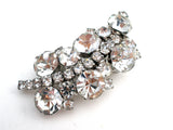 Leaf Brooch Pin With Clear Rhinestones Vintage - The Jewelry Lady's Store