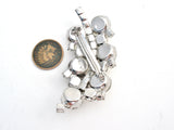 Leaf Brooch Pin With Clear Rhinestones Vintage - The Jewelry Lady's Store