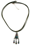 Leather Cord Necklace With Faux Opal Pendant 925 - The Jewelry Lady's Store