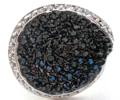 Lia Sophia Black Crystal Ring Size 9