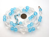 Light Blue & Clear Crystal Bead Necklace Vintage 27" - The Jewelry Lady's Store
