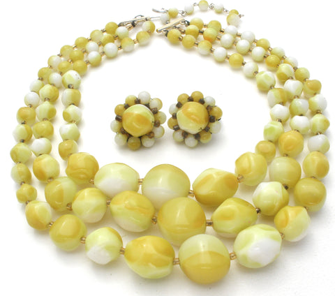 Light Green & Yellow Bead Necklace Set