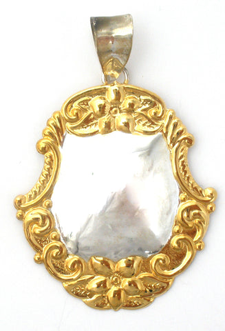 Luggage Tag Pendant Sterling Silver & Gold