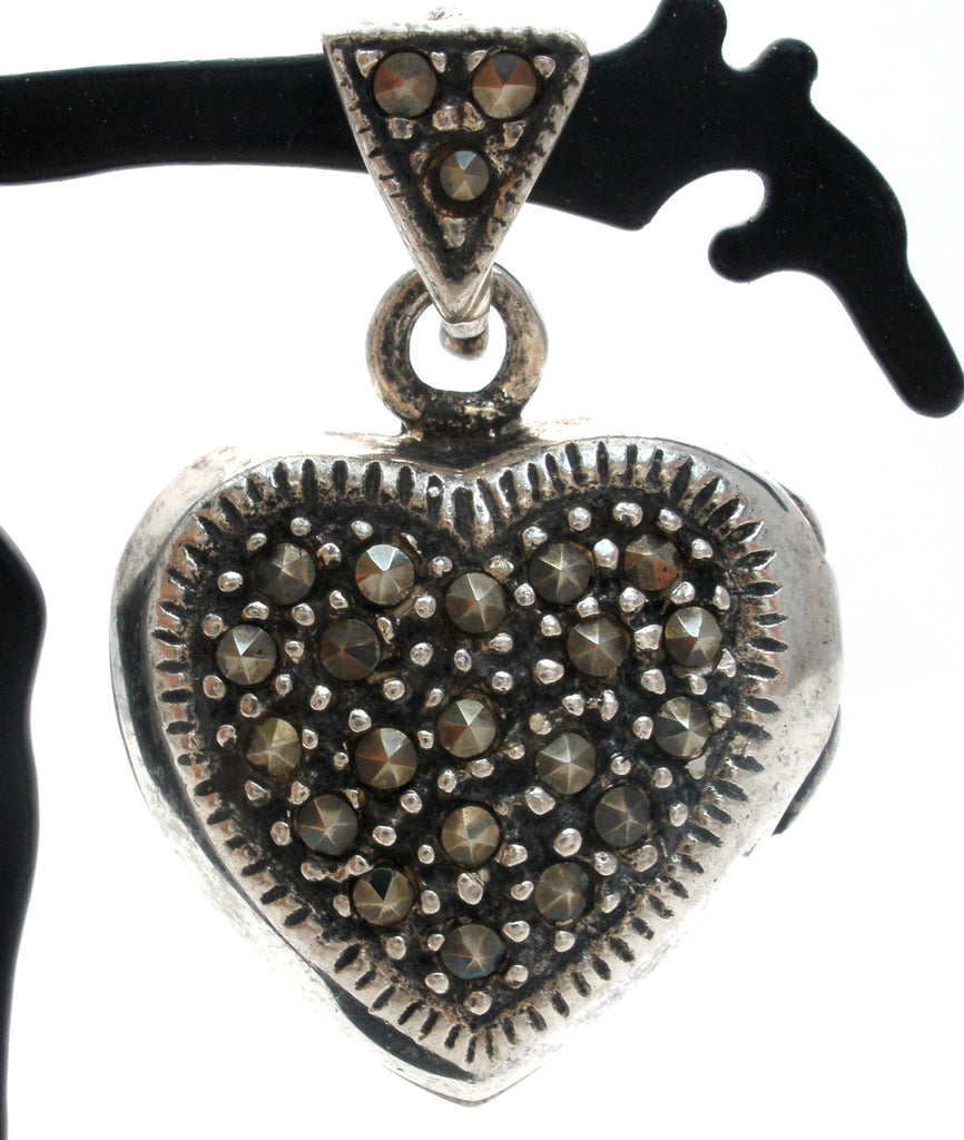 Marcasite Locket Heart Pendant Sterling Silver - The Jewelry Lady's Store