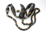 Vintage Massive Wood & Silver Bead Necklace - The Jewelry Lady's Store