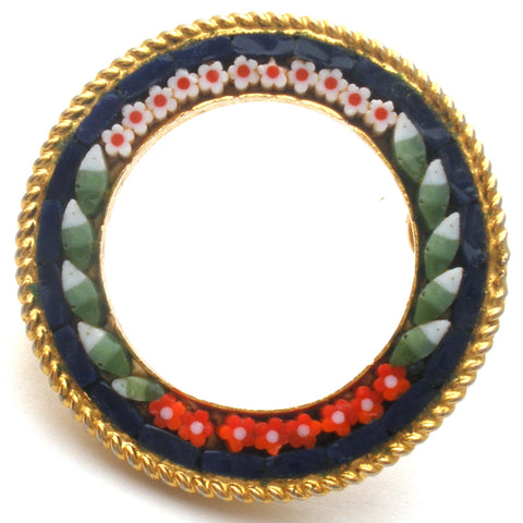 Mosaic Flower Wreath Brooch Pin Vintage
