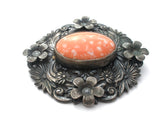 Mottled Coral Rhinestone Flower Brooch Vintage - The Jewelry Lady's Store