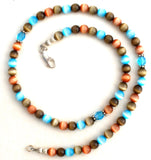 Multi Color Cats Eye Sterling Silver Bead Necklace - The Jewelry Lady's Store