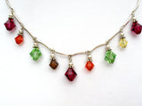 Multi Color Crystal Bead Festoon Necklace 925 - The Jewelry Lady's Store