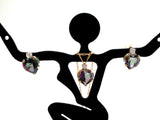 Mystic Topaz CZ 10K Gold Necklace Set - The Jewelry Lady's Store