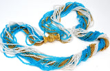 Napier Blue White & Gold Torsade Bead Necklace Vintage - The Jewelry Lady's Store