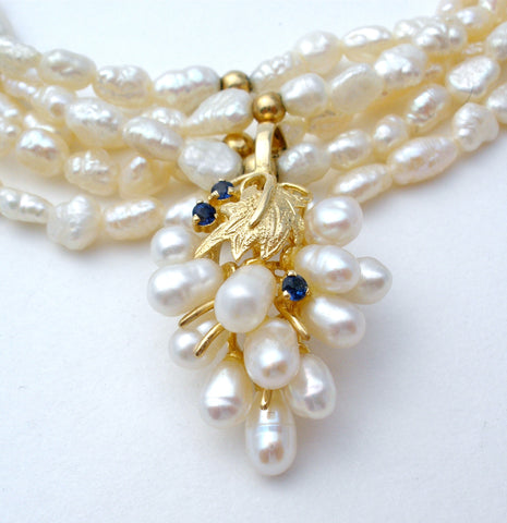 Freshwater Pearl Necklace with Sapphire Enhancer