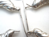 Sterling Silver Shrimp Hoop Earrings Vintage - The Jewelry Lady's Store