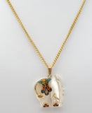 Mother Of Pearl  Elephant Necklace 24" Vintage - The Jewelry Lady's Store