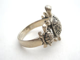 Triple Turtle Ring Sterling Silver Size 7.5 - The Jewelry Lady's Store