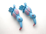 Pair Of Blue Bird Brooches Pins Vintage - The Jewelry Lady's Store