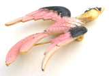 Pink & Black Swallow Bird Brooch Pin by Mamselle Vintage - The Jewelry Lady's Store