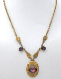 Purple Amethyst Rhinestone Lavalier Necklace Vintage - The Jewelry Lady's Store