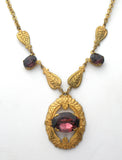 Purple Amethyst Rhinestone Lavalier Necklace Vintage - The Jewelry Lady's Store