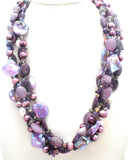 Purple Shell Amethyst Agate Pearl Sterling Necklace - The Jewelry Lady's Store