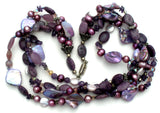 Purple Shell Amethyst Agate Pearl Sterling Necklace - The Jewelry Lady's Store