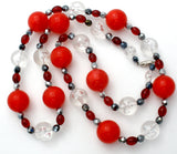 Red Black & Silver Lucite Bead Necklace - The Jewelry Lady's Store