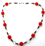 Red Black & Silver Lucite Bead Necklace - The Jewelry Lady's Store