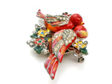 Red Coro Duette Fur Clip Love Birds Brooch Adolf Katz - The Jewelry Lady's Store