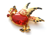 Red Jelly Belly Bird With Hat Brooch Pin Vintage - The Jewelry Lady's Store