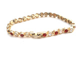 Red & Clear Cubic Zirconia Bracelet Gold Tone 7" - The Jewelry Lady's Store