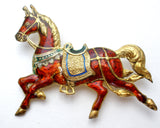 Red Enamel Siam Horse Brooch Pin 925 - The Jewelry Lady's Store