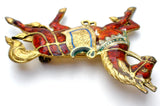 Red Enamel Siam Horse Brooch Pin 925 - The Jewelry Lady's Store