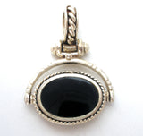 Reversible Pendant Sterling Silver Black Onyx Engravable - The Jewelry Lady's Store
