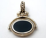 Reversible Pendant Sterling Silver Black Onyx Engravable - The Jewelry Lady's Store