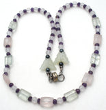 Rose Quartz Amethyst Bead Necklace Vintage - The Jewelry Lady's Store