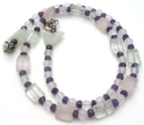 Rose Quartz Amethyst Bead Necklace Vintage - The Jewelry Lady's Store