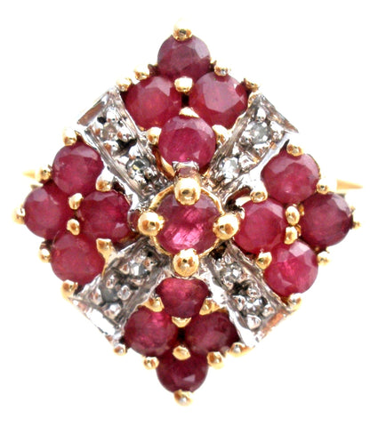 Ruby & Diamond 10K Gold Ring Size 7 Vintage