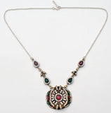 Ruby, Emerald & White Sapphire Lavalier Necklace - The Jewelry Lady's Store