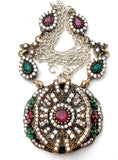 Ruby, Emerald & White Sapphire Lavalier Necklace - The Jewelry Lady's Store