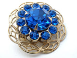 Sapphire Blue Rhinestone Brooch Pin Vintage - The Jewelry Lady's Store