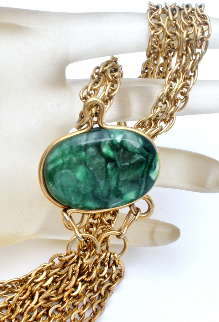 Sarah Coventry Necklace with Green Stone - The Jewelry Lady's Store