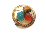 Scarab Beetle Gemstone Gold Filled Brooch Pin - The Jewelry Lady's Store