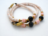 SeaShell Necklace Bracelet with Coral Pikake Flowers - The Jewelry Lady's Store