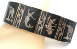 Siam Sterling Silver Black Niello Enamel Panel Bracelet Vintage - The Jewelry Lady's Store