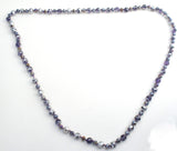 Silver Enamel Purple Glass & Crystal Bead Necklace 52" - The Jewelry Lady's Store