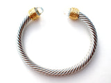 Silver & Gold Plated Cable Cuff Bracelet - The Jewelry Lady's Store