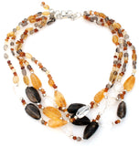 Smoky Quartz & Citrine Bead Necklace 925 - The Jewelry Lady's Store