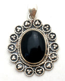Sterling Silver Black Onyx Pendant Vintage - The Jewelry Lady's Store